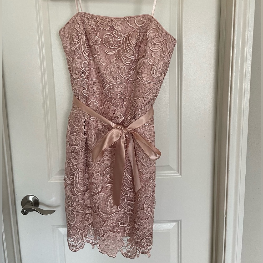 Adrianna Papell pink lace strapless dress